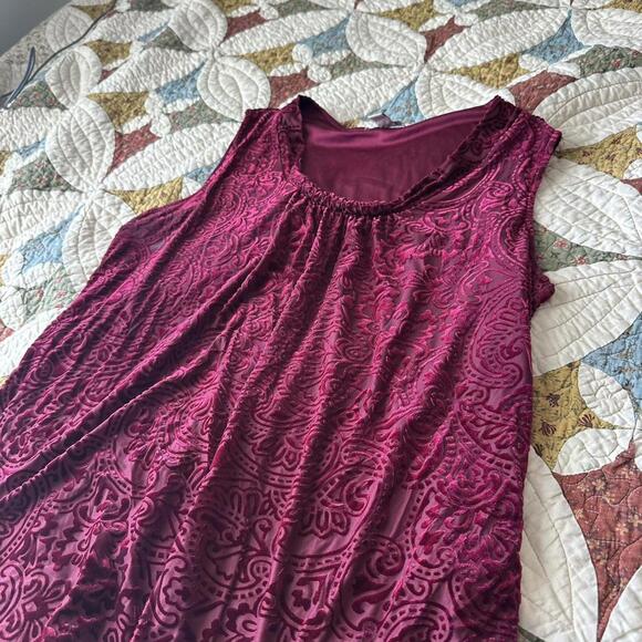 Dana Buchman burgundy velvet paisley tank top Size L whimsigoth practical magic - Picture 3 of 5